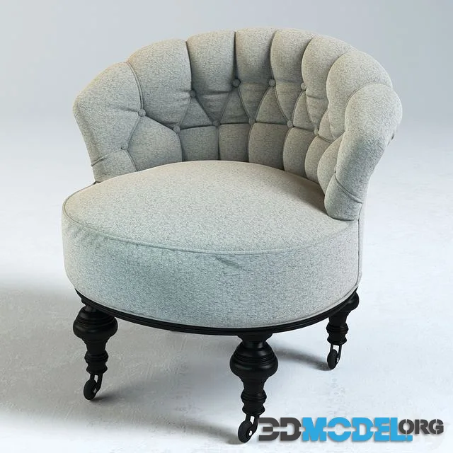 Chair gray with a low back, on wheels