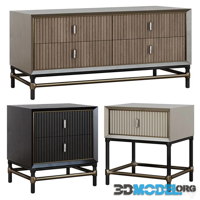 Chest of drawers and bedside tables in Art Deco style 05