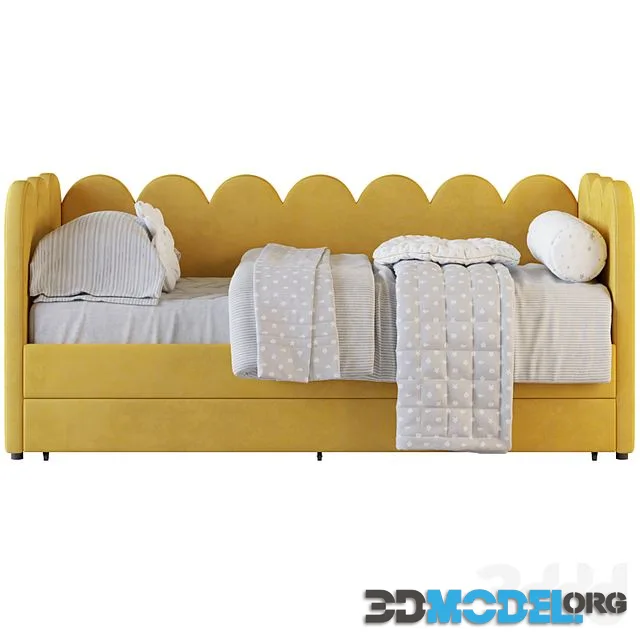 Children's bed Tabby 90 Velvet Yellow