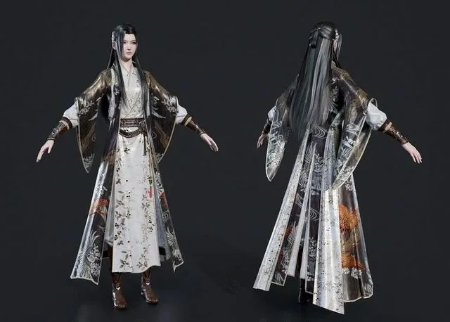 Chinese Ancient Beauty in Hanfu Fantasy Asian Girls pretty Low-poly (PBR)
