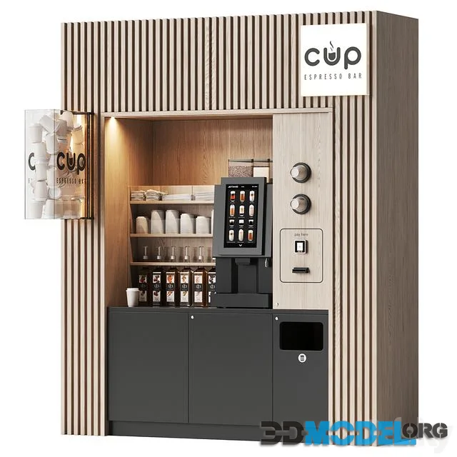 Coffee vending machine. Coffee to go. Self-service coffee shop. Vendor point 2