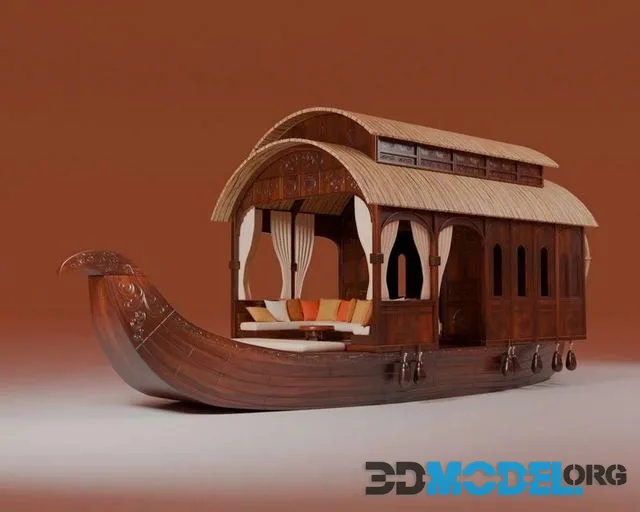 Cruising Houseboat Low-poly (PBR)