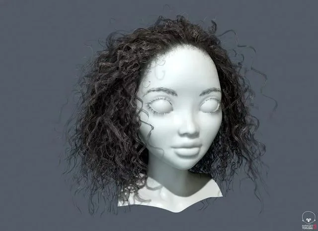 Curly realtime hair plus UE4 project Low-poly (PBR)