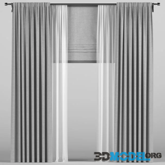 Curtains with tulle and roman blinds