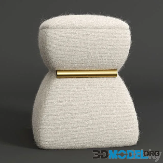 Cusi Modern Pouf in White Mohair