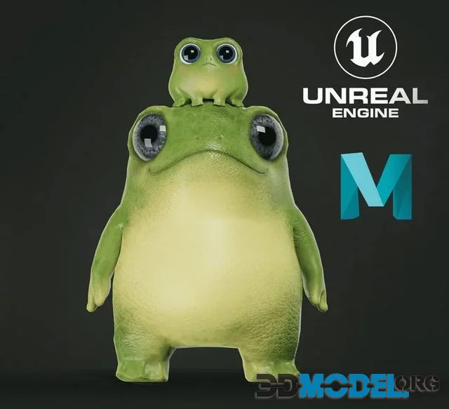 Cute frog with a little frog (PBR)