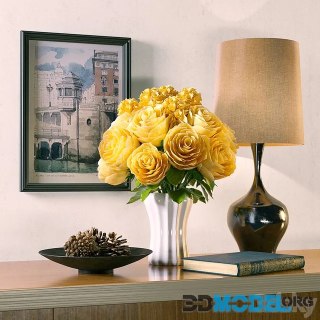 Decor Set with yellow roses