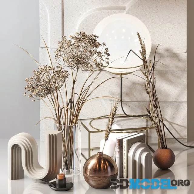 Decorative Set 04 with Carex Riparia and graceful Heracleum