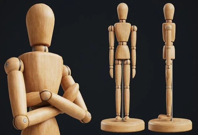 Drawing Mannequin Wooden Poseable Figure Low-poly (PBR)