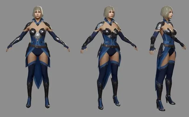 Fantasy Female Warrior Low-poly (PBR)