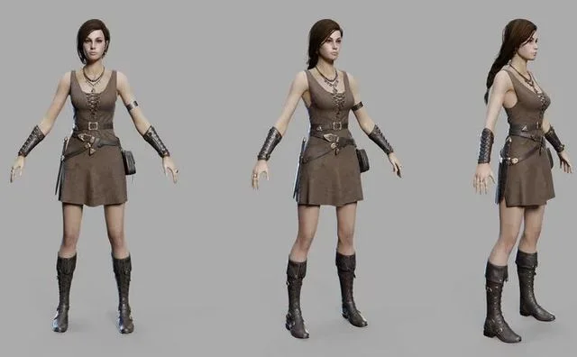 Fantasy Woman Low-poly (PBR)
