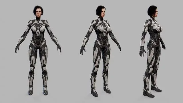 Female Sci Fi Girl Low-poly (PBR)