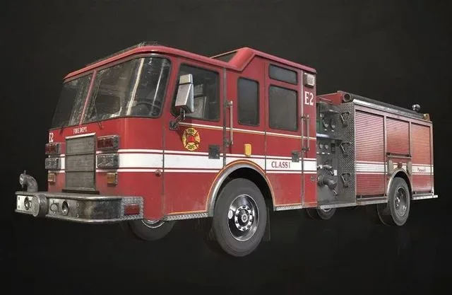 Fire Truck Low-poly (PBR)