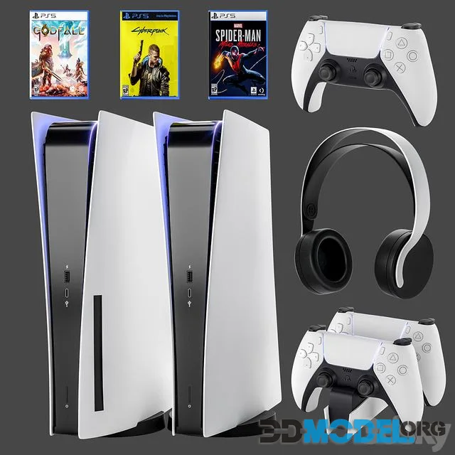 Game console with headphones PS5 Sony PlayStation 5