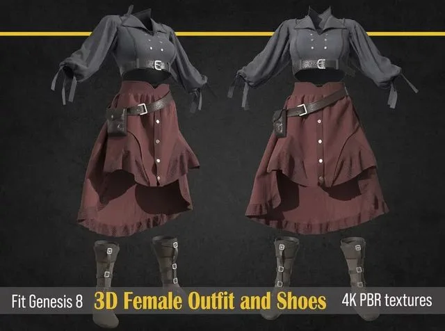 Girl ouffit character clothing and shoes (PBR)