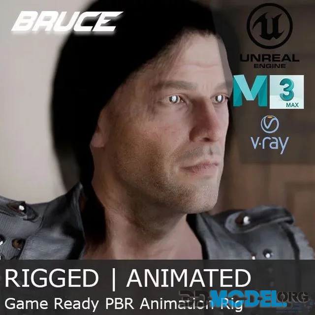 Human Male Man Character Bruce Low-poly (PBR)