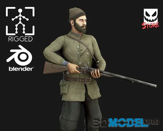 Hunter Low-poly (PBR)