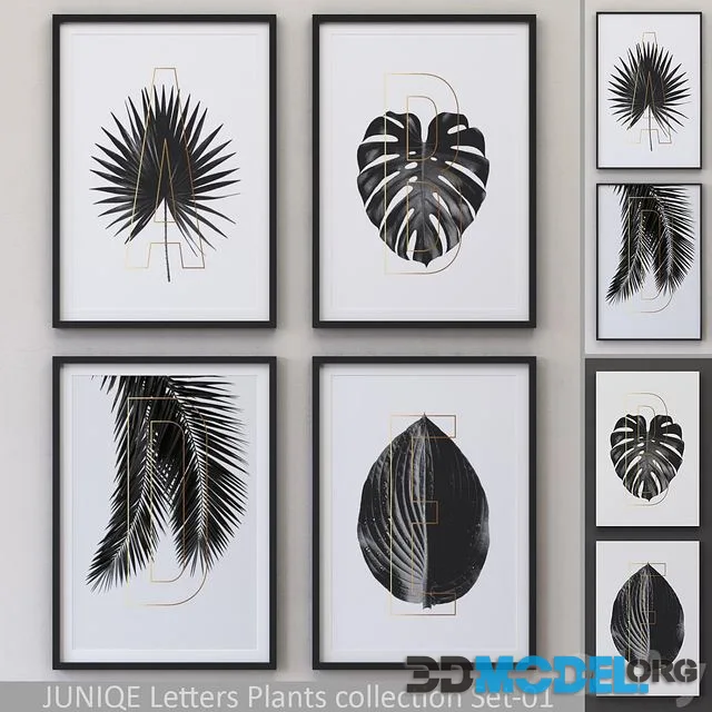 Letters Plants Framed Set-01