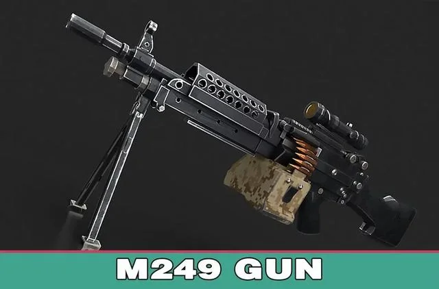M249 machine gun Low-poly (PBR)