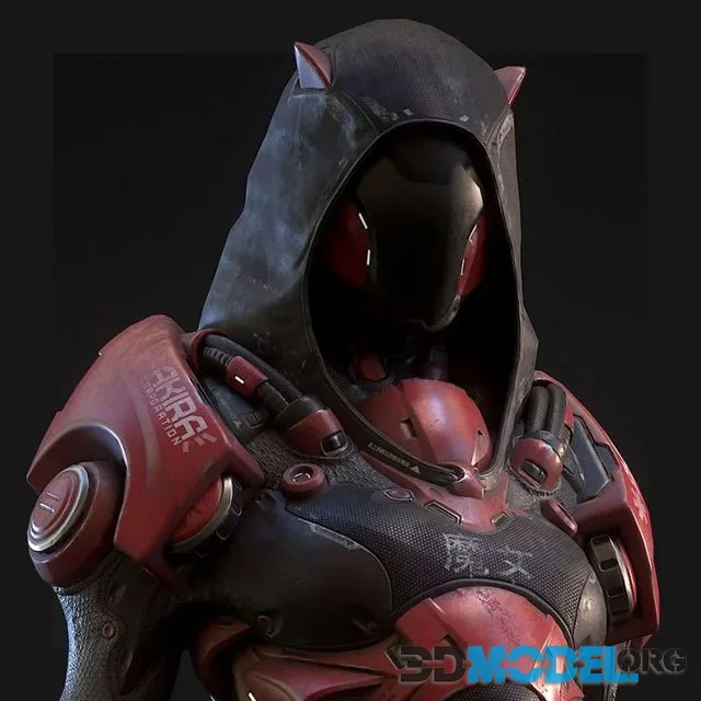 Mech sci fi 3d character Low-poly (PBR)