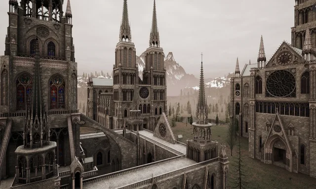 Medieval Gothic Cathedral - Modular dark fantasy church
