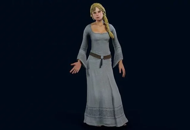 Medieval female Low-poly (PBR)