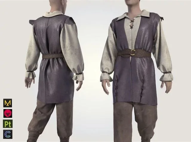 Medieval renaissance farmer peasant clothes man outfit (PBR)