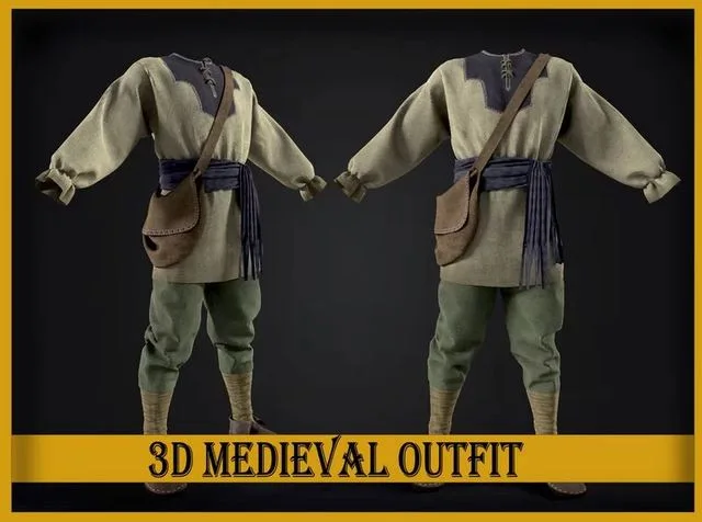 Medieval renaissance male clothes and shoes (PBR)