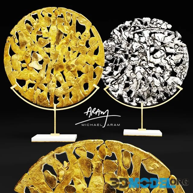 Michael Aram. Golden Disk. Horchow, luxury decor, figurine, metal