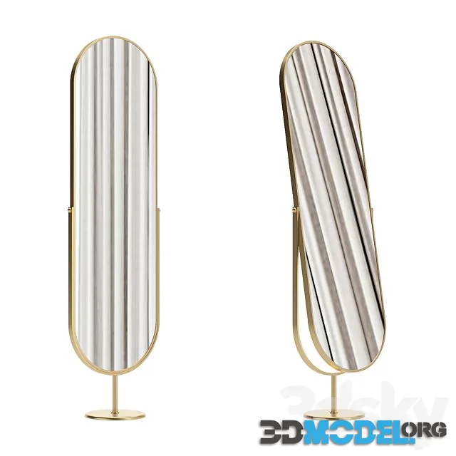 Mirror in a golden frame floor swivel oval
