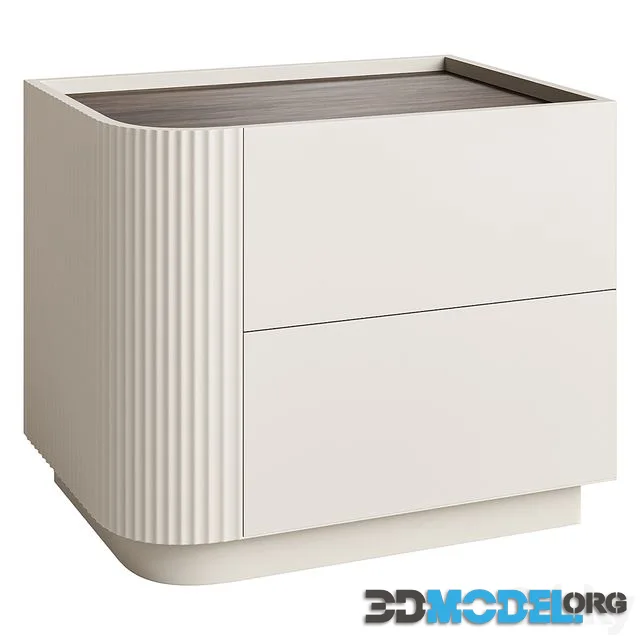Modern Beige Wood Nightstand with 2 Drawers and Small Height for Bedroom Storage
