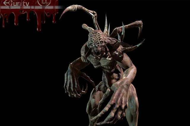 Mutant4 undead creature with horns and claws (PBR)
