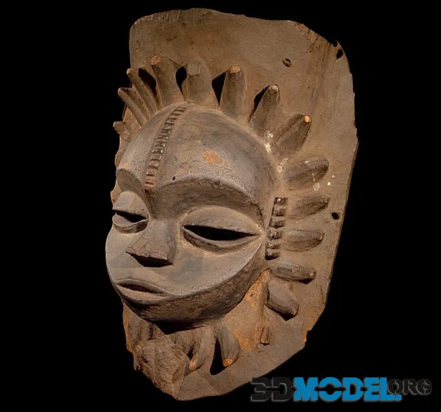 Nigerian Wooden Dance Mask (PBR)