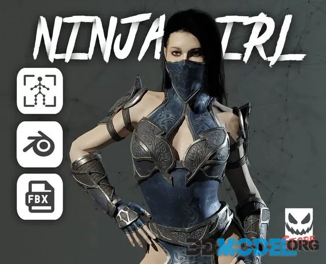 Ninja girl Low-poly (PBR)