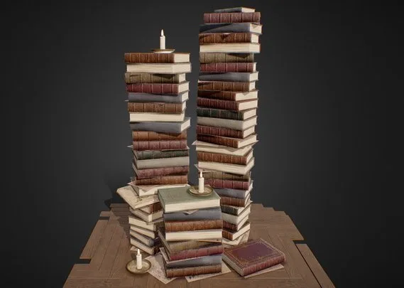 Old Library Books Stacked