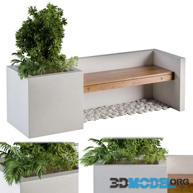 Outdoor Bench with FlowerBox