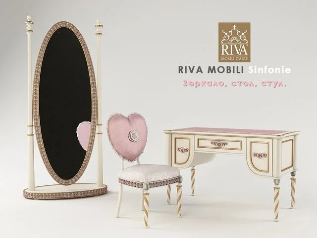 Oval Mirror, desk, chair Riva Mobili Sinfonie set