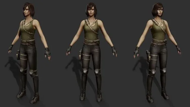 PBR Female Soldier Low-poly