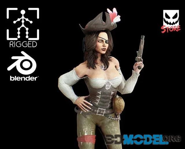 Pirate girl Low-poly (PBR)
