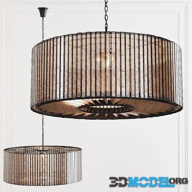 Restoration Hardware VITTI MIRRORED DRUM CHANDELIER 36 Iron