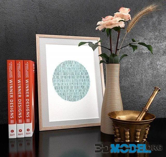 Set of decorative household items