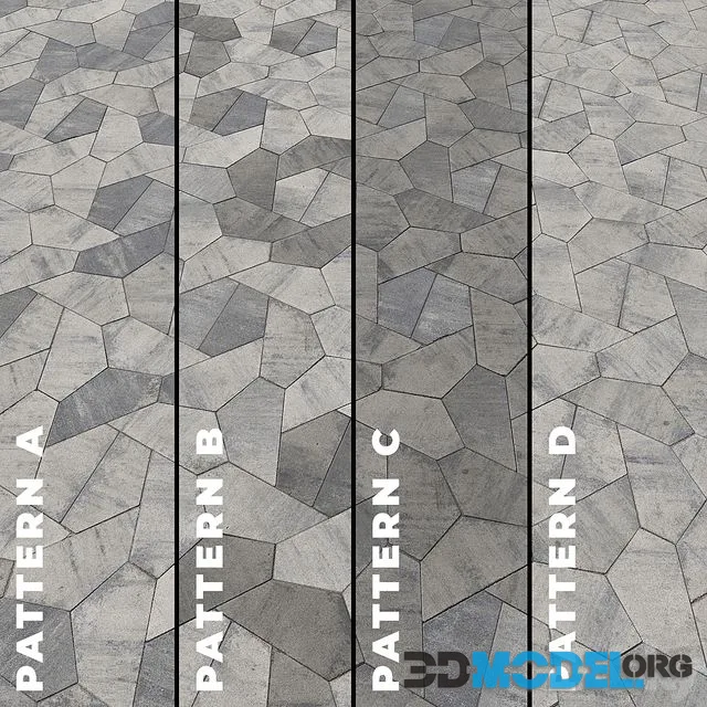 Set of four textures of asymmetrical paving stones Origami
