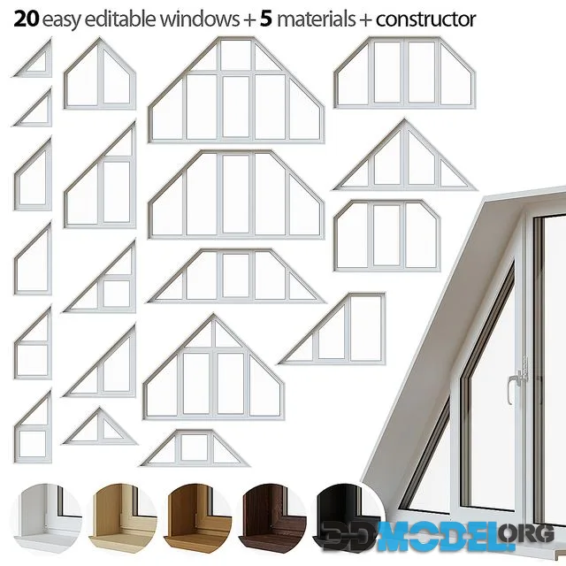 Set of trapezoidal windows