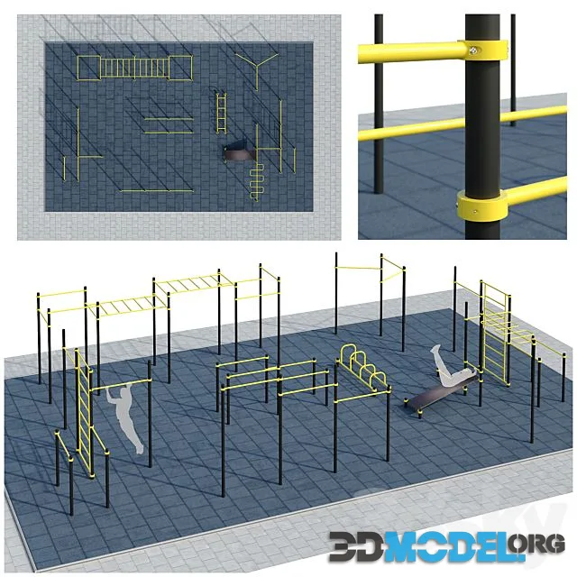 Sports ground with pull up bars. Playground