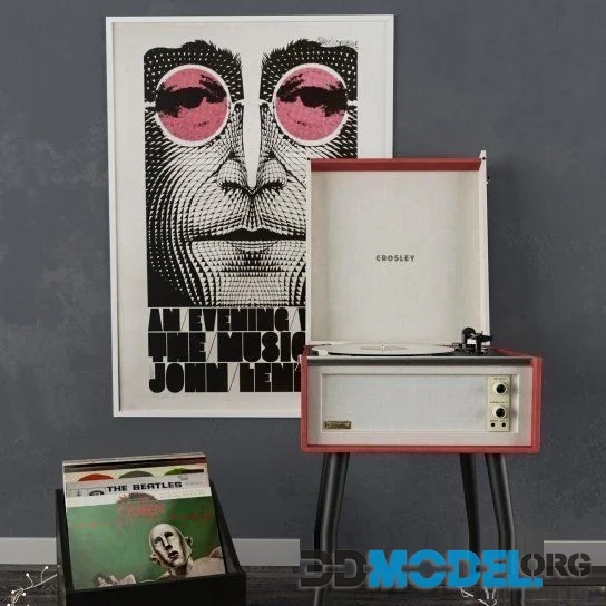 Standing Vinyl record player set