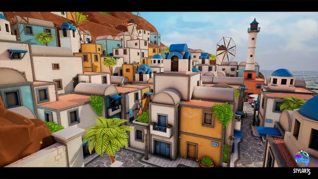 Stylized Greek Island ( Stylized Greek Island Greek Island Island Low Poly 3D )