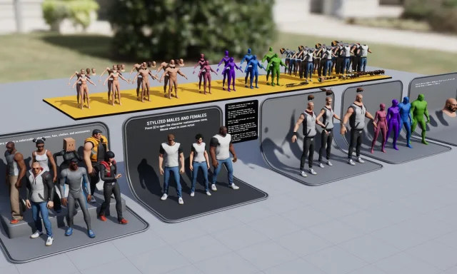 Stylized Males and Females - with assets and UI