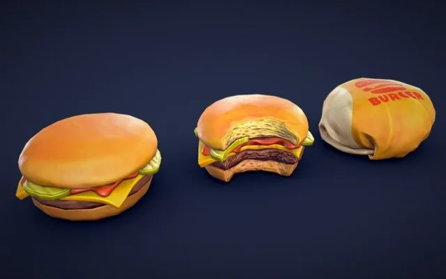 Stylized Burger Low Poly (PBR)