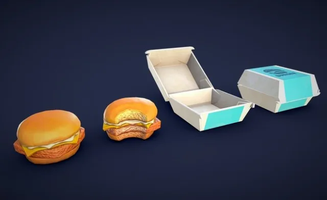 Stylized Burger Fish Low Poly (PBR)