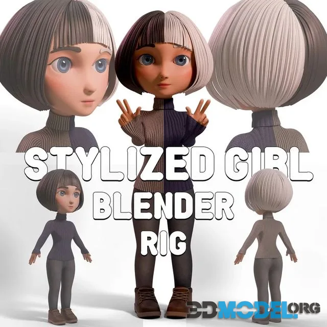 Stylized Cartoon Girl (PBR)